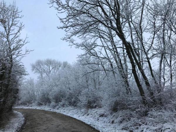 Promeneur Vermenton sous la neige hiver 2019